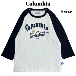 Columbia - Columbia ラグランTシャツ 七分丈 ポップロゴ ホワイト×ネイビー