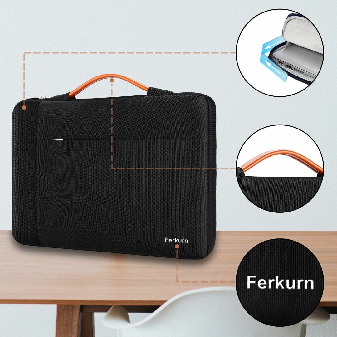 【色: ブラック】Ferkurn パソコンケース PCケース 手提付き 360° スマホ/家電/カメラのPC/タブレット(ノートPC)の商品写真