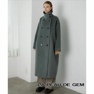 美品★LA PEAU DE GEM 2WAYカラーロングダブルコート 0313(ロングコート)