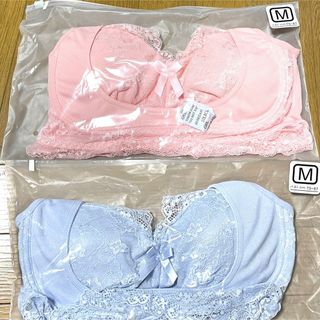 【新品未使用】ナイトブラ　ピンク＆ブルーM バストケア　育乳　美乳　夜用ブラ(ブラ)