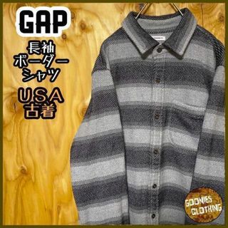 ギャップ(GAP)のギャップ GAP グレー ボーダー シャツ ニット USA古着 90s アメカジ(シャツ)