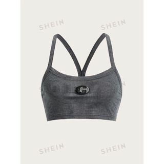 SHEIN ICON 文字 パッチ クロップトップ キャミソール サマートップス(キャミソール)