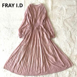 FRAY I.D - 【美品】 フレイアイディー ウエストリブプリーツワンピース フレア S ドレス