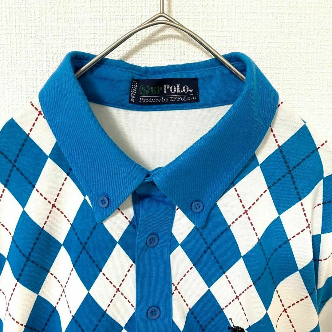 natuRAL vintage(ナチュラルヴィンテージ)のポロシャツ 半袖 ボタンダウン アーガイルチェック EP POLO XL メンズのトップス(ポロシャツ)の商品写真