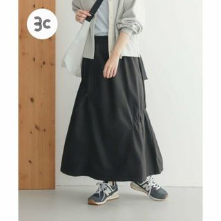 アーバンリサーチドアーズ(URBAN RESEARCH DOORS)の【BLACK】add fabricsドロストスカート(ロングスカート)