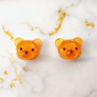 ハンドメイド アニマル くま みたらし団子風 ピアス イヤリング(ピアス)