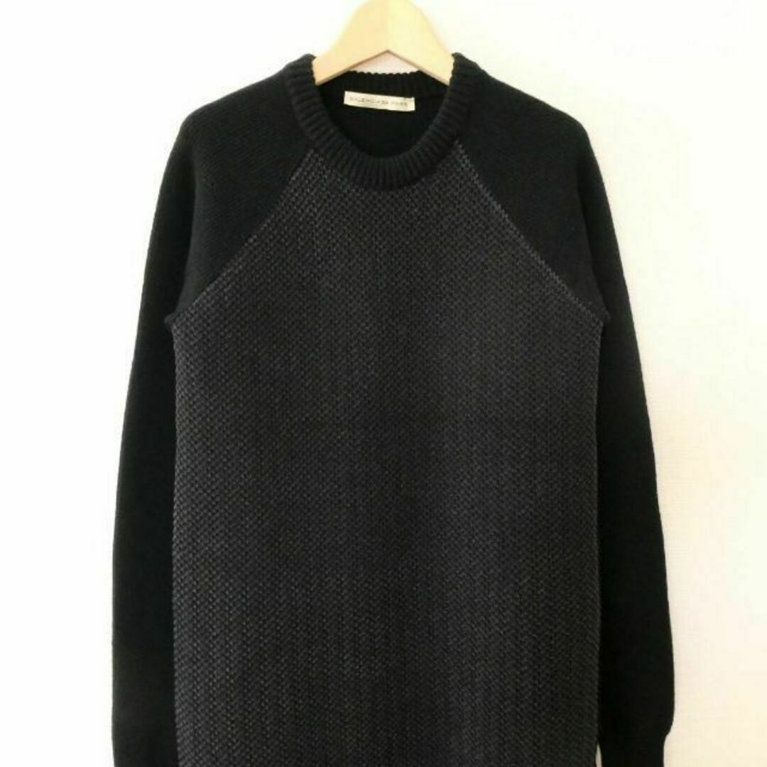 Balenciaga(バレンシアガ)の美品 バレンシアガ 切り替え クルーネック 長袖 膝丈 ニット ワンピース レディースのワンピース(ひざ丈ワンピース)の商品写真