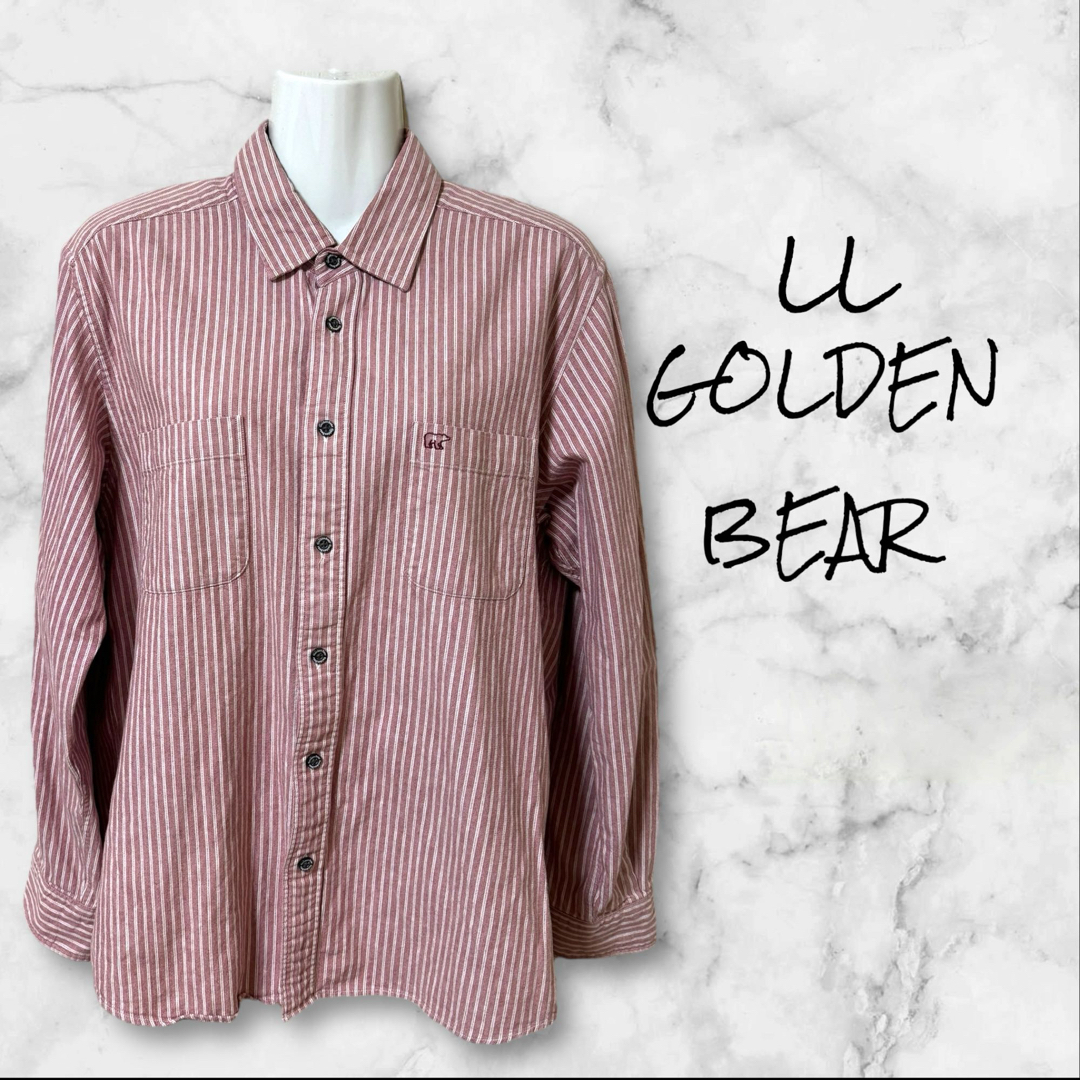 Golden Bear(ゴールデンベア)の【Golden Bear】  長袖ストライプシャツ/M's/白×ピンク/LL メンズのトップス(シャツ)の商品写真