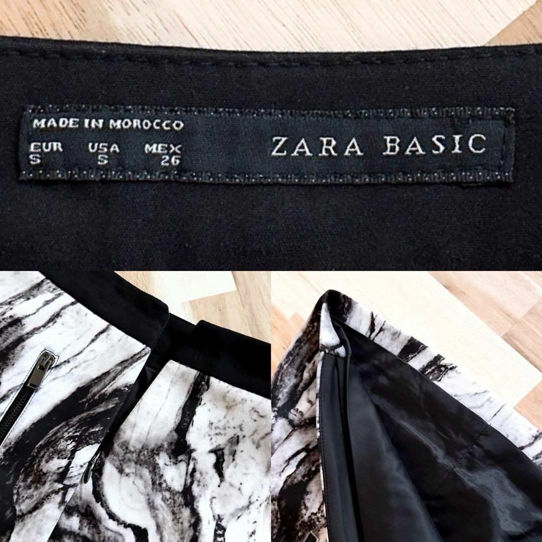 ZARA(ザラ)の【ザラ】ZARA フォト ジップ デザイン スカート モノトーン S 白×黒 レディースのスカート(ミニスカート)の商品写真