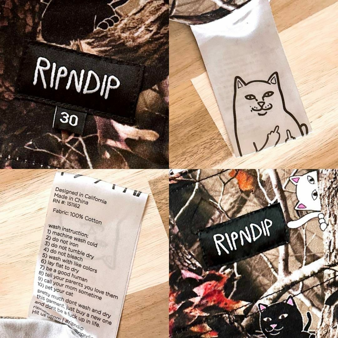 RIPNDIP(リップンディップ)の美品【リップンディップ】リアル ツリー 迷彩カモ オーバーオール 猫ネコ 茶×黒 メンズのパンツ(サロペット/オーバーオール)の商品写真