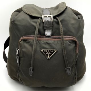 プラダ(PRADA)のプラダ リュックサック デイパック バックパック 三角ロゴ カーキ ナイロン レディース PRADA【中古】(リュック/バックパック)