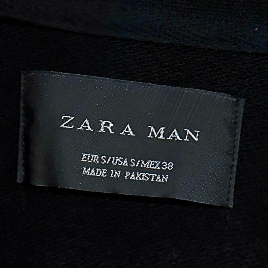 ZARA(ザラ)の【ザラマン】コットン ライダース ジャケット 肩ステッチ 綿 バイク S 黒×銀 メンズのジャケット/アウター(ライダースジャケット)の商品写真