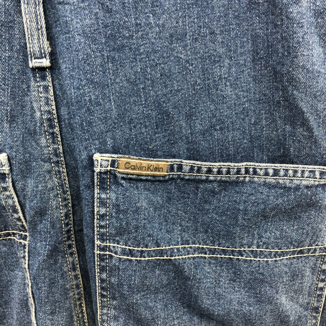 Calvin klein Jeans カルバンクライン ジーンズ デニム オーバーオール カジュアル ブルー (メンズ S) 中古 古着 Q0627 メンズのパンツ(サロペット/オーバーオール)の商品写真