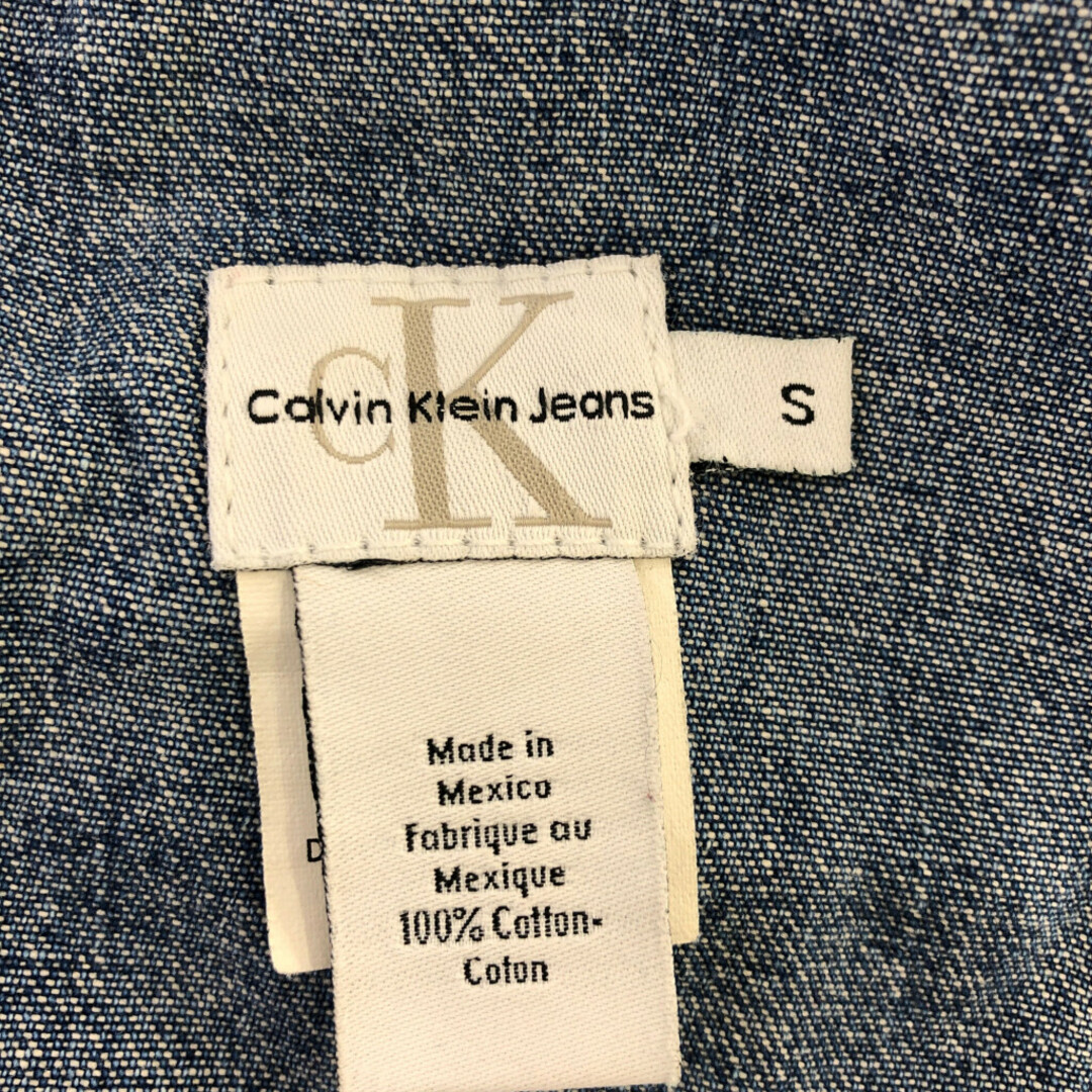 Calvin klein Jeans カルバンクライン ジーンズ デニム オーバーオール カジュアル ブルー (メンズ S) 中古 古着 Q0627 メンズのパンツ(サロペット/オーバーオール)の商品写真