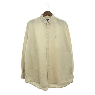 90年代 RALPH LAUREN ラルフローレン BLAKE ボタンダウン 長袖シャツ チェック イエロー (メンズ XL) 中古 古着 Q0639(シャツ)