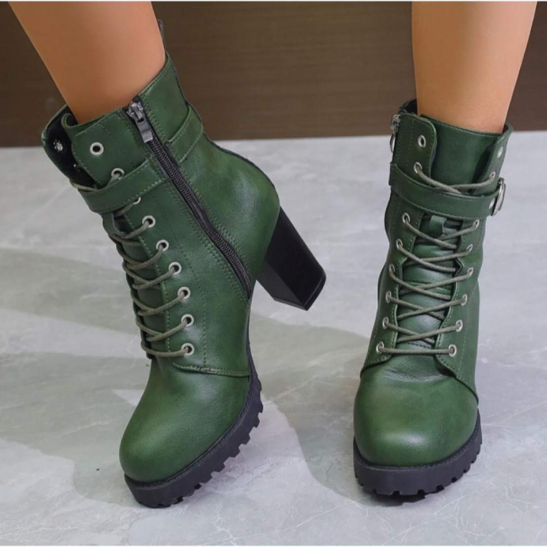 レディースブーツ 24cm グリーン 緑 コスプレ レディースの靴/シューズ(ブーツ)の商品写真