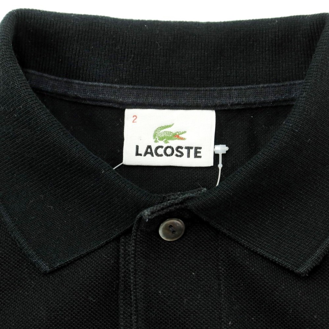 LACOSTE(ラコステ)の【中古】ラコステ LACOSTE 鹿の子コットン 半袖ポロシャツ ブラック【サイズ2】【メンズ】 メンズのトップス(ポロシャツ)の商品写真