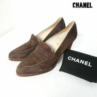 シャネル(CHANEL)の良品 CHANEL ココマーク スエード ラウンドトゥ チャンキーヒールパンプス(ハイヒール/パンプス)