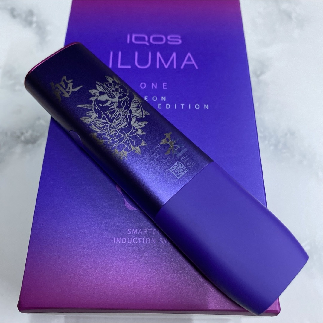 IQOS(アイコス)のiQOS ILUMAONE イルマワン レーザー加工 般若 菊 和柄 和彫り 紫 メンズのファッション小物(タバコグッズ)の商品写真