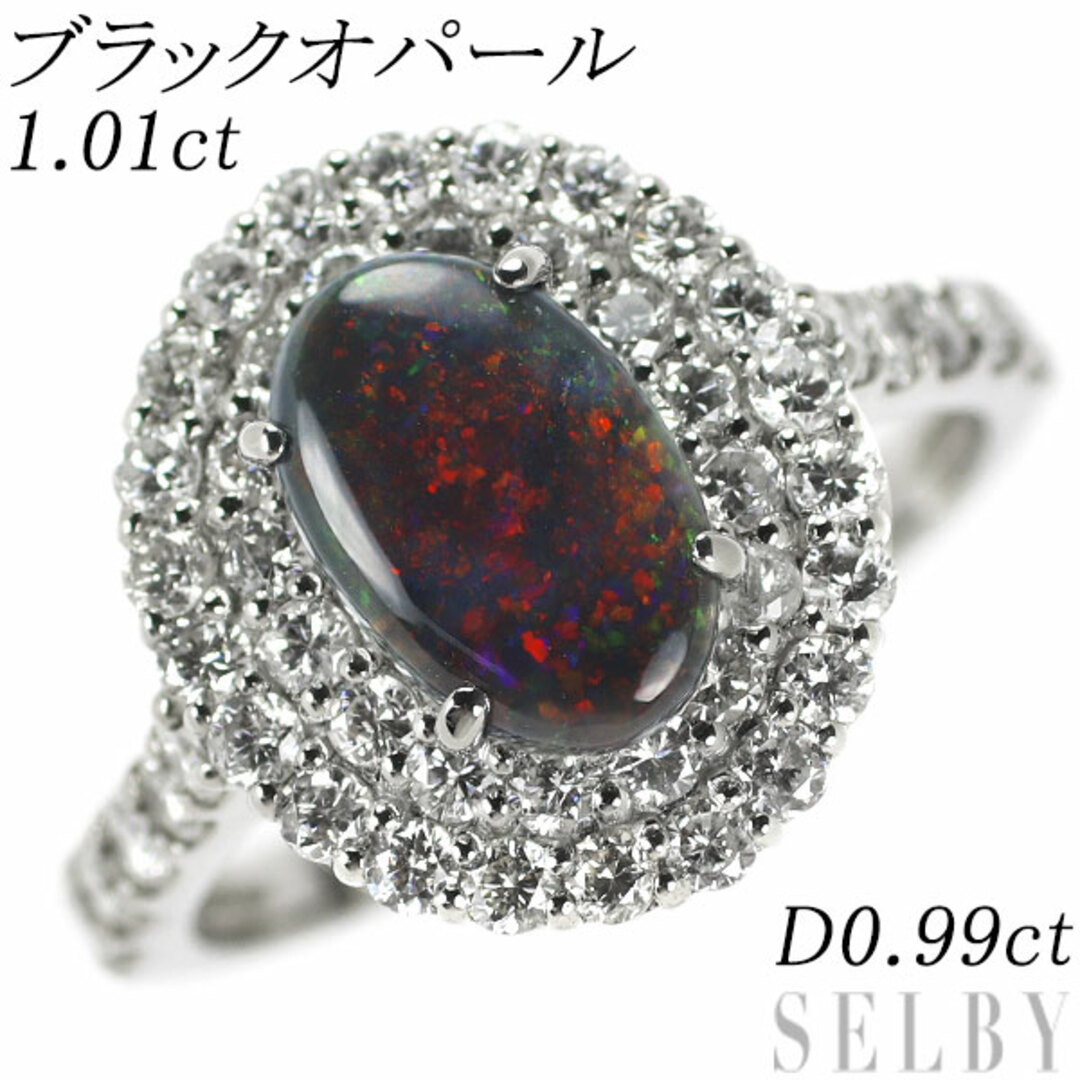 Pt950 ブラックオパール ダイヤモンド リング 1.01ct D0.99ct レディースのアクセサリー(リング(指輪))の商品写真