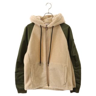 モンクレール(MONCLER)のMONCLER モンクレール 21AW MAGLIA CARDIGAN マグリア カーディガン フーディ フリースジャケット アイボリー/グリーン G20918G00014 809BY(フライトジャケット)