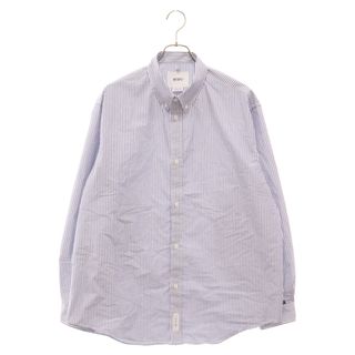 ダブルタップス(W)taps)のWTAPS ダブルタップス 23SS COOLMAX Stripe B.D Shirts クールマックス ストライプ ボタンダウン 長袖シャツ ホワイト/ブルー 231GWDT-SHM03(シャツ)