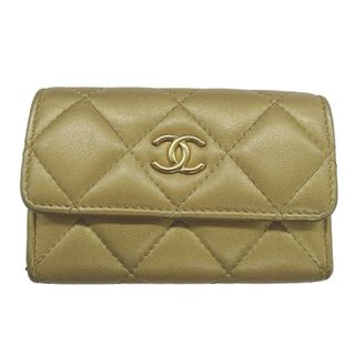 シャネル(CHANEL)のシャネル CHANEL カードケース レディース ブランド 名刺入れ ラムスキン マトラッセ ゴールド ゴールド金具 ココマーク コンパクト 【中古】(パスケース/IDカードホルダー)