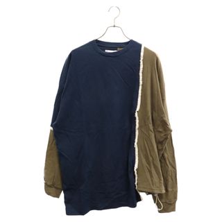 ROTOL ロトル 22AW Knit Docking L/S Tee ニットドッキング長袖Tシャツ ロンT ネイビー/ブラウン R22WCHD28(Tシャツ/カットソー(七分/長袖))