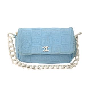 シャネル(CHANEL)のCHANEL シャネル ココマーク マトラッセ ハンドバッグ プラチェーン パイル 7番台 ブルー 水色 良品 中古 61459(ハンドバッグ)