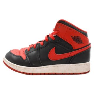 ナイキ(NIKE)のNIKE ナイキ AIR JORDAN 1 MID BLACK/FIRE RED DQ8423-060 エアジョーダン1ミッド ブラック/レッド ミッドカットスニーカー US6.5cm(スニーカー)