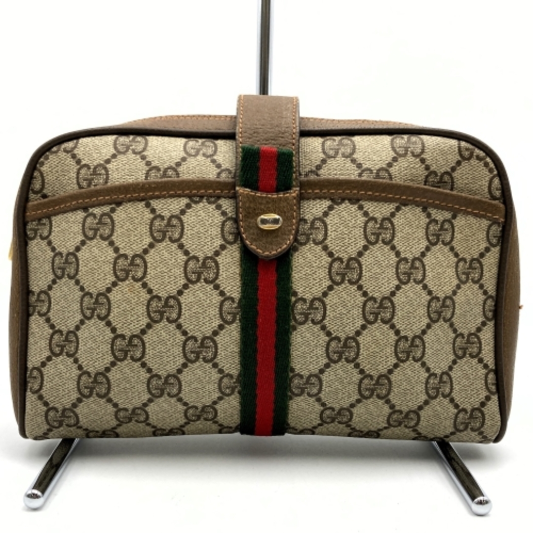 Gucci(グッチ)のグッチ クラッチバッグ オールドグッチ シェリーライン ブラウン GGスプリームキャンバス 89 02 055 GUCCI【中古】 レディースのバッグ(クラッチバッグ)の商品写真