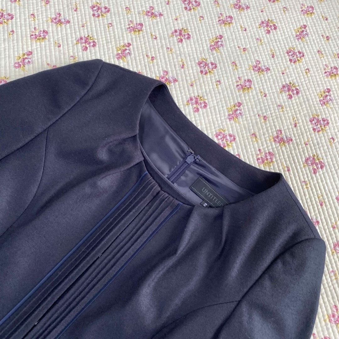 UNTITLED(アンタイトル)のアンタイトル ワンピース ノーカラースーツ ストレッチ 上1下2 濃紺 DMW レディースのフォーマル/ドレス(スーツ)の商品写真