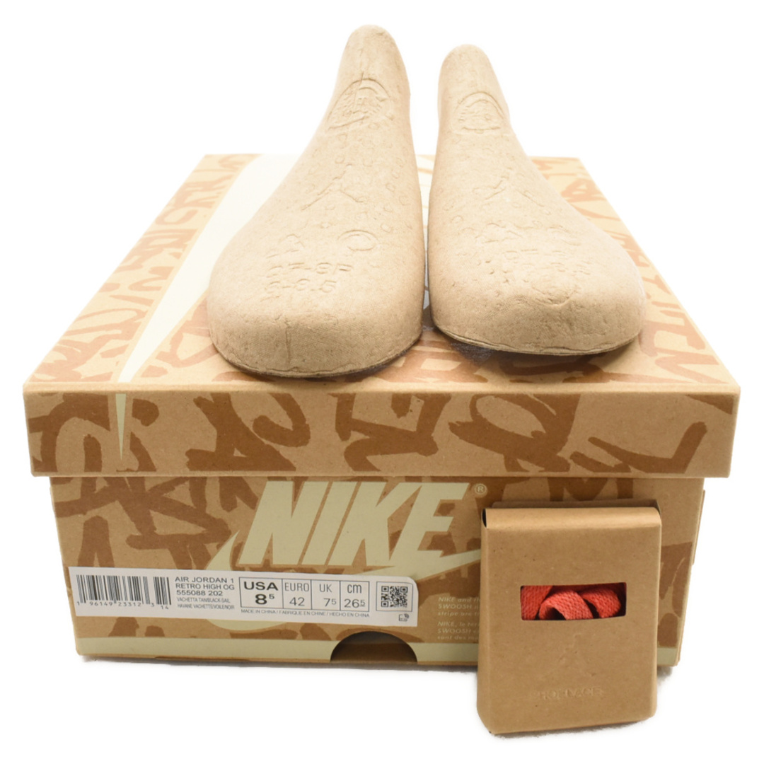 NIKE(ナイキ)のNIKE ナイキ AIR JORDAN 1 RETRO HIGH OG Vachetta Tan エアジョーダン1 レトロ ハイ バケッタ タン ハイカットスニーカー ブラック/ベージュ US8.5/26.5cm 555088-202 メンズの靴/シューズ(スニーカー)の商品写真