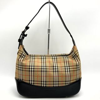 バーバリー(BURBERRY)のバーバリー ハンドバッグ チャーム付き ノバチェック シャドーホース 馬柄 ブラウン ブラック キャンバス レザー BURBERRY【中古】(ハンドバッグ)