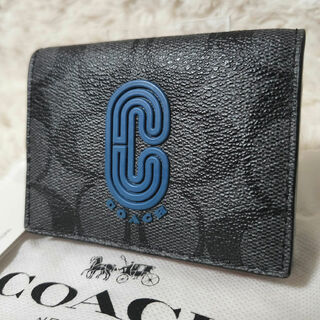 コーチ(COACH)の美品 COACH コーチ Cロゴ シグネチャー バイカラー PVC 三つ折り(財布)