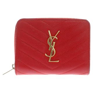 Saint Laurent - SAINT LAURENT PARIS サンローランパリ モノグラム コンパクト ラウンドファスナー 二つ折り財布 レッド 403723