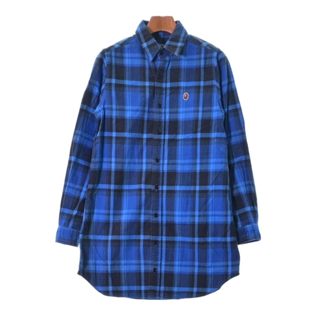 A BATHING APE(アベイシングエイプ)のA BATHING APE カジュアルシャツ XXS 青x黒(チェック) 【古着】【中古】 レディースのトップス(シャツ/ブラウス(長袖/七分))の商品写真