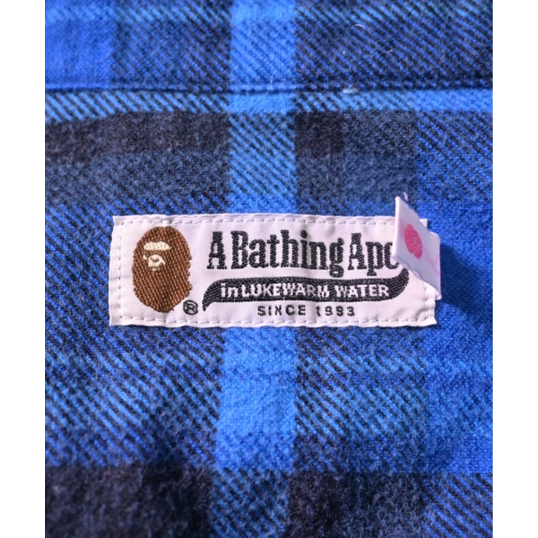 A BATHING APE(アベイシングエイプ)のA BATHING APE カジュアルシャツ XXS 青x黒(チェック) 【古着】【中古】 レディースのトップス(シャツ/ブラウス(長袖/七分))の商品写真