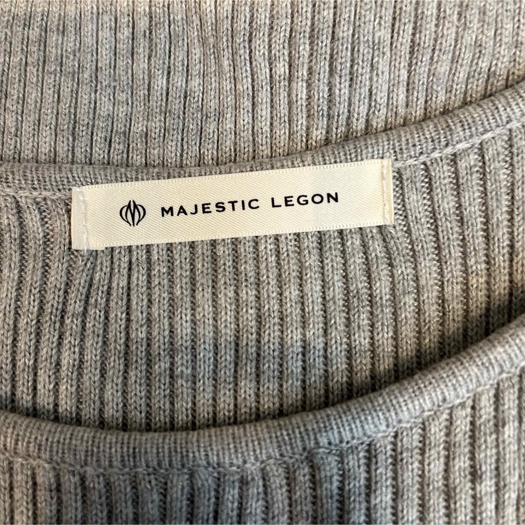 MAJESTIC LEGON(マジェスティックレゴン)のマジェスティックレゴン　レーシースリーブ リブ 7部袖 トップス ニット グレー レディースのトップス(カットソー(長袖/七分))の商品写真