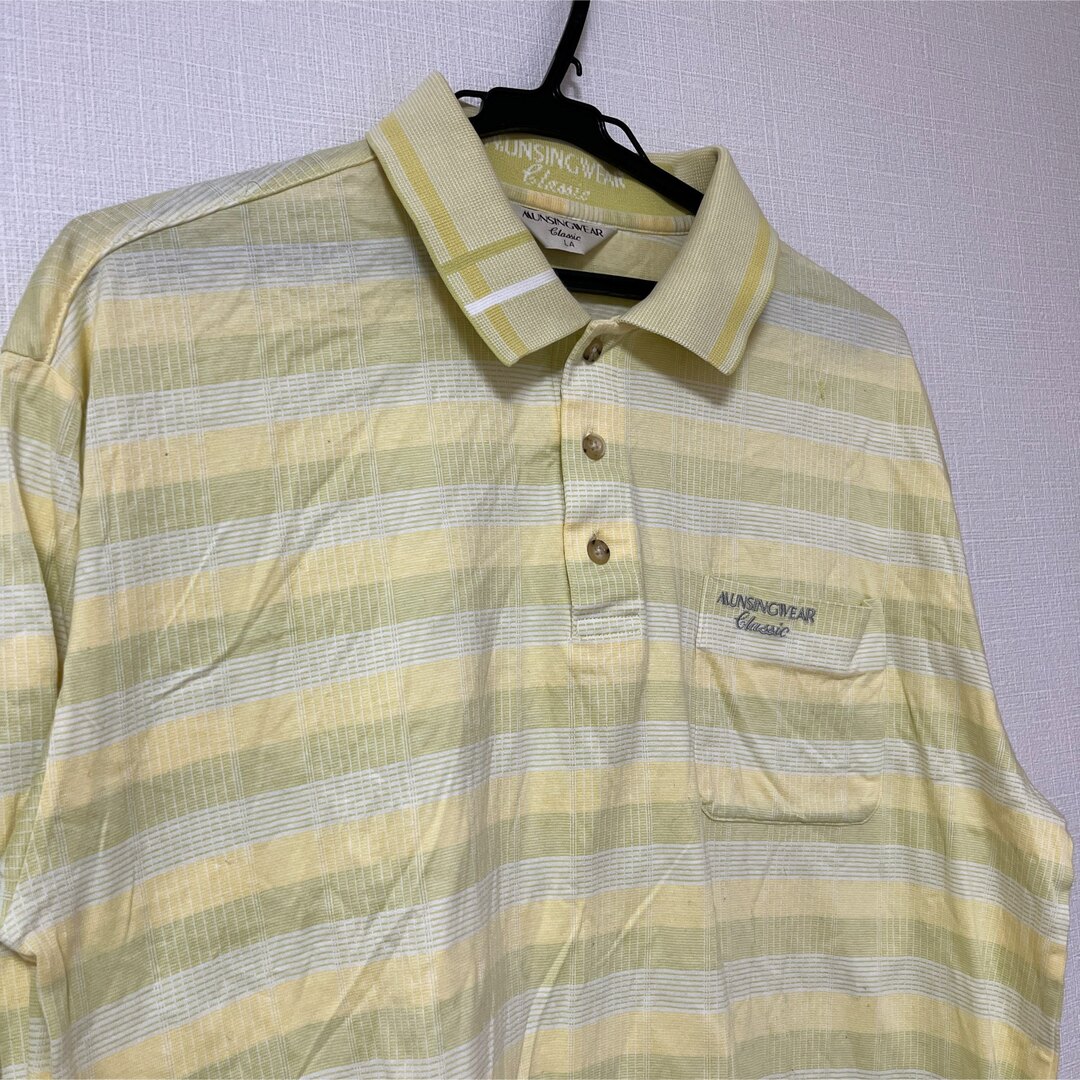 Munsingwear(マンシングウェア)のマンシングウェアクラシック　長袖ポロシャツ　ポロシャツ　メンズ　黄色 メンズのトップス(ポロシャツ)の商品写真