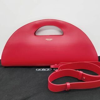 ジョルジオアルマーニ(Giorgio Armani)のジョルジオアルマーニ ハーフムーンレザートートバッグ 2WAY 日本未発売 赤(トートバッグ)