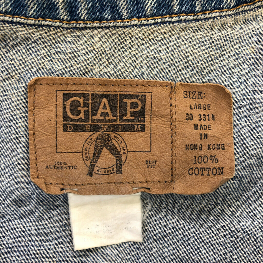 GAP(ギャップ)の【B品】 90年代 OLD GAP ギャップ Gジャン デニムジャケット インディゴブルー (メンズ LARGE) 中古 古着 Q0814 メンズのジャケット/アウター(Gジャン/デニムジャケット)の商品写真