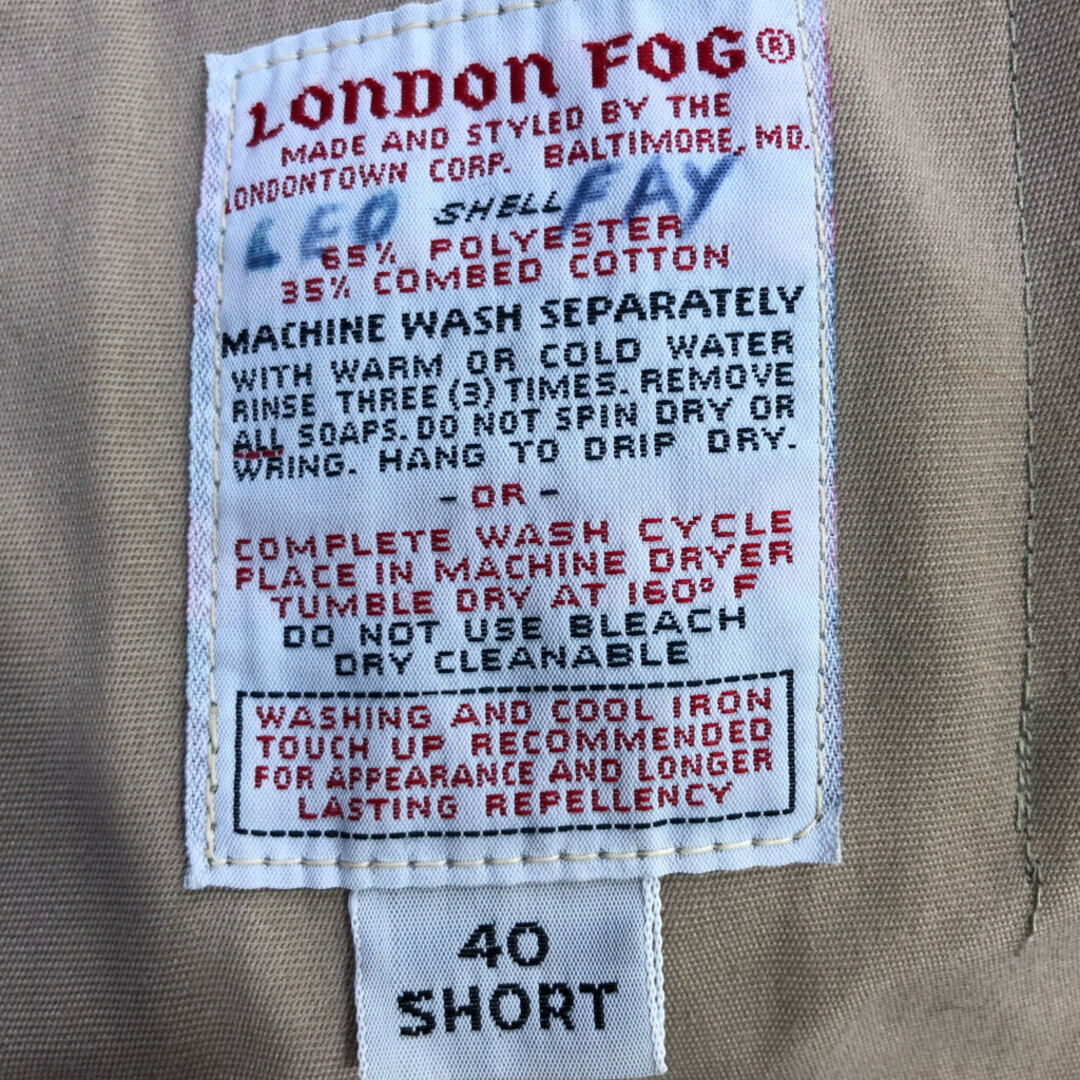 【B品】 London Fog ロンドンフォグ ステンカラーコート バルマカーンコート ベージュ (メンズ 40 SHORT) 中古 古着 Q0800 メンズのジャケット/アウター(トレンチコート)の商品写真