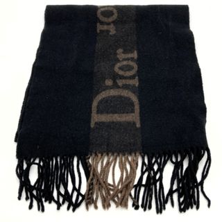 Christian Dior - クリスチャンディオール マフラー ブラック ロゴ入り ウール カシミヤ混 レディース Christian Dior【中古】