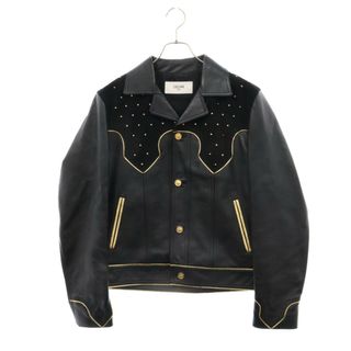 セリーヌ(celine)のCELINE セリーヌ 23AW WESTERN BLOUSON JACKET WITH STUDS IN SOFT LAMBSKIN スタッズ ウエスタンレザーブルゾン ジャケット ブラック/ゴールド 2EH26280D(ブルゾン)