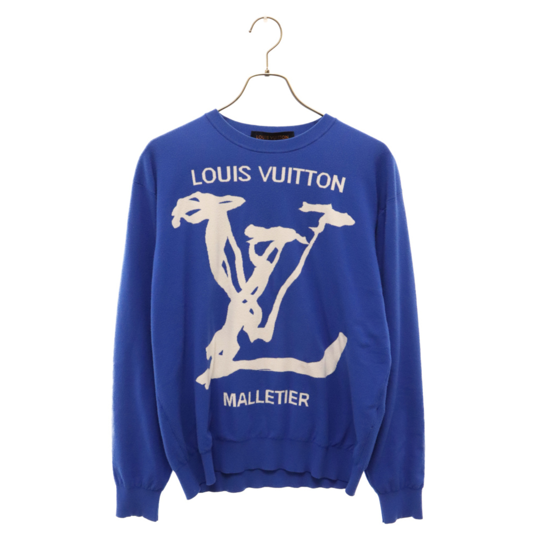 LOUIS VUITTON(ルイヴィトン)のLOUIS VUITTON ルイヴィトン 20SS LV スクリブルインターシャ クルーネックニット セーター ブルー RM201 TZC HIN81W メンズのトップス(ニット/セーター)の商品写真