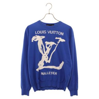 ルイヴィトン(LOUIS VUITTON)のLOUIS VUITTON ルイヴィトン 20SS LV スクリブルインターシャ クルーネックニット セーター ブルー RM201 TZC HIN81W(ニット/セーター)