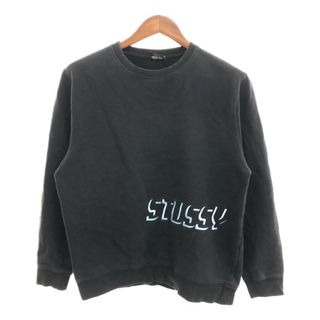 ステューシー(STUSSY)のSTUSSY ステューシー ロゴ 刺繍 スウェット トレーナー ブラック (メンズ M) 中古 古着 Q0829(スウェット)