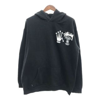 ステューシー(STUSSY)のSTUSSY ステューシー ロゴ スウェット パーカー 大きいサイズ ブラック (メンズ XXL) 中古 古着 Q0830(パーカー)