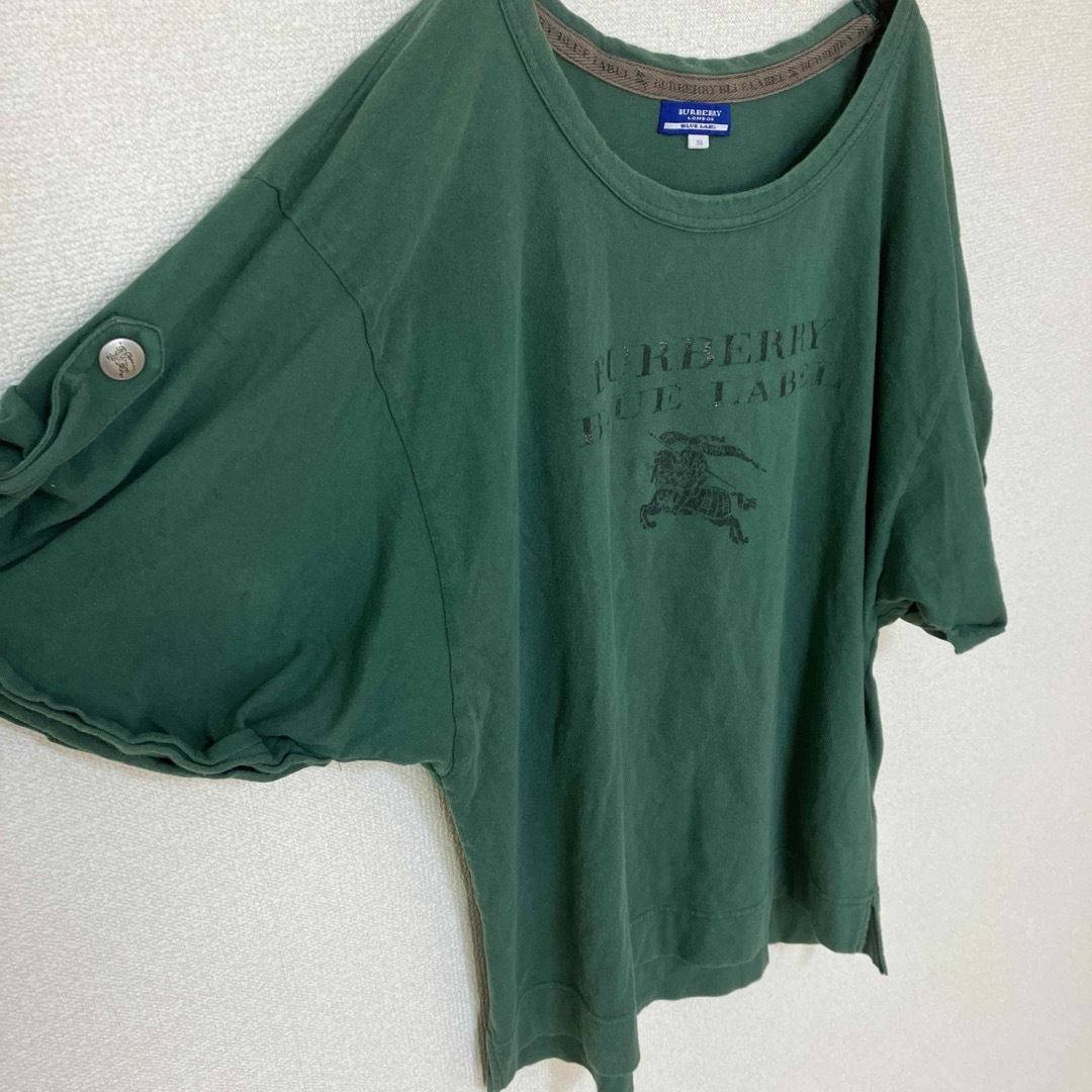 BURBERRY BLUE LABEL(バーバリーブルーレーベル)のBURBERRY BLUE LABEL  Tシャツ　カットソー　緑　サイズ38 レディースのトップス(Tシャツ(半袖/袖なし))の商品写真